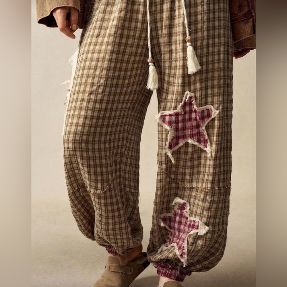 Boutique Embellished Patchwork Pants, Large NWOT … - image 5